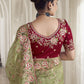 Rajwada Green Georgette Embroidered Saree With Unstitched Blouse For Women