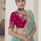 Rajwada Light Blue Georgette Embroidered Saree With Unstitched Blouse For Women