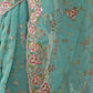Rajwada Light Blue Georgette Embroidered Saree With Unstitched Blouse For Women