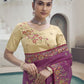 Rajwada Purple Organza Embroidered Saree With Unstitched Blouse For Women