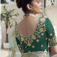 Rajwada Light Blue Organza Embroidered Saree With Unstitched Blouse For Women