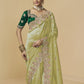 Rajwada Pista Green Tissue Embellished Saree For Women