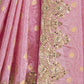 Rajwada Light Pink Silk Blend Embroidered Saree For Women