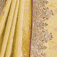 Rajwada Yellow Silk Blend Embroidered Saree For Women