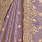 Rajwada Mauve Silk Blend Embroidered Saree For Women