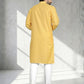 Rajwada Yellow Cotton Blend Embroidered Solid Kurta For Men