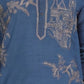 Rajwada Dark Blue Cotton Blend Embroidered Solid Kurta For Men