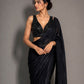 Rajwada Black Georgette Solid Saree For Women