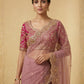 Rajwada Pale Pink Net Embellished Saree For Women