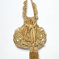 Rajwada Mustard Suede Cutdana And Pearl Embellished Potli For Women