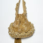 Rajwada Mustard Suede Cutdana And Pearl Embellished Potli For Women