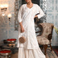 Rajwada Women White Mulmul Gold Woven Chikankari Embroidered Stitched Kurta