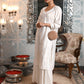Rajwada Women White Mulmul Gold Woven Chikankari Embroidered Stitched Kurta