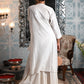 Rajwada Women White Mulmul Gold Woven Chikankari Embroidered Stitched Kurta