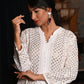 Rajwada Women White Georgette Chikankari Gotapatti & Mirror Work Embroidered Stitched Kurta