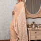 Rajwada Women Peach Georgette Chikankari Gotapatti Embroidered Saree With Unstitched Blouse
