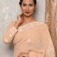 Rajwada Women Peach Georgette Chikankari Gotapatti Embroidered Saree With Unstitched Blouse