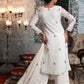 Rajwada Women White Striped Voile Chikankari Embroidered Stitched Kurta With Dupatta