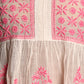 Rajwada Women White Cotton Mulmul Pink Chikankari Embroidery Unstitched Kurta Set