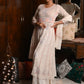 Rajwada Women White Cotton Mulmul Chikankari Mukaish Work Embroidered Stitched Kurta With Dupatta