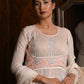 Rajwada Women White Cotton Mulmul Chikankari Mukaish Work Embroidered Stitched Kurta With Dupatta