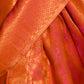 Rajwada Women Festive Orange Silk Blend Woven Saree With Unstitched Blouse