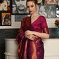 Rajwada Women Festive Purple Silk Blend Woven Saree With Unstitched Blouse