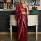 Rajwada Women Festive Purple Silk Blend Woven Saree With Unstitched Blouse