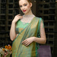 Rajwada Women Green Festive Woven Silk Saree With Unstitched Blouse