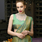 Rajwada Women Green Festive Woven Silk Saree With Unstitched Blouse