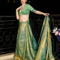 Rajwada Women Green Festive Woven Silk Saree With Unstitched Blouse