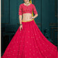 Rajwada Dark Pink Georgette Embroidered Lehenga For Women