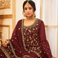 Rajwada Women Maroon Faux Georgette With Glitter Sequence Work Semi Stitched Sharara Suit