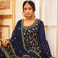 Rajwada Women Dark Blue Faux Georgette With Glitter Sequence Work Semi Stitched Sharara Suit