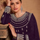 Rajwada Women Violet Georgette Heavy Embroidery Work Long Anarkali Semi Stitched Salwar Suit