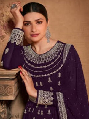Rajwada Women Violet Georgette Heavy Embroidery Work Long Anarkali Semi Stitched Salwar Suit
