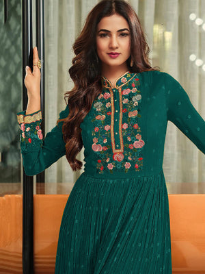 Rajwada Women Faux Georgette Party Wear Salwar Kameez In Teal Semi Stitched Anarkali