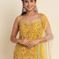 Rajwada Women Yellow Floral Sequence Embroidered Georgette Unstitched Sharara Suit