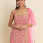 Rajwada Women Pink Floral Sequence Embroidered Georgette Unstitched Sharara Suit