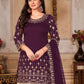 Rajwada Women Violet Embroidered Faux Georgette Patiala Semi Stitched Suit