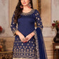 Rajwada Women Dark Blue Embroidered Faux Georgette Patiala Semi Stitched Suit