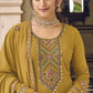 Rajwada Women Mustard Sequence Embroidered Georgette Salwar Semi Stitched Suit