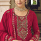 Rajwada Women Pink Sequence Embroidered Georgette Salwar Semi Stitched Suit