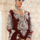 Rajwada Women Maroon Embroidered Georgette Partywear Semi Stitched Suit