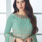 Rajwada Women Light Blue Floral Embroidered Georgette Semi Stitched Gown