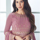 Rajwada Women Purple Floral Embroidered Georgette Semi Stitched Gown