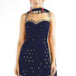 Rajwada Women Dark Blue Sequence Embroidered Georgette Semi Stitched Sharara Suit