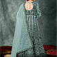 Rajwada Women Dark Green Colored Partywear Embroidered Netted Semi Stitched Anarkali Sui