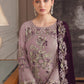 Rajwada Women Purple Embroidered Georgette Semi Stitched Salwar Suit