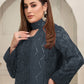 Rajwada Women Grey Embroidered Georgette Semi Stitched Salwar Suit